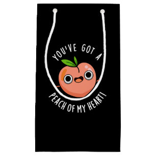 Petit Sac Cadeau Vous avez une Pêche de mon coeur Fruit Pun Dark BG
