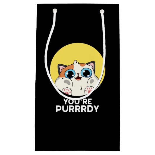 Petit Sac Cadeau Vous êtes Purrdy Funny Chat Pun Dark BG (Devant)