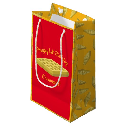 Petit Sac Cadeau Waffle Cute Breakfast Brunch Enfants 1er Anniversa (Devant Angle)