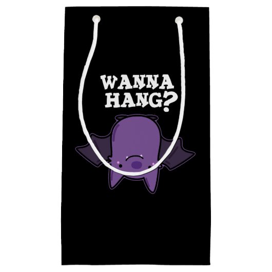 Petit Sac Cadeau Wanna Hang Funny Animal Bat Pun Dark BG (Devant)