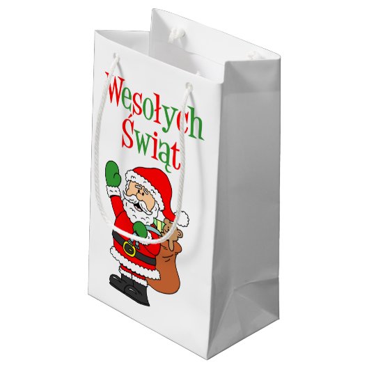 Petit Sac Cadeau Wesolych Swiat Et Père Noël Polonais Christmas Sma (Dos Angle)