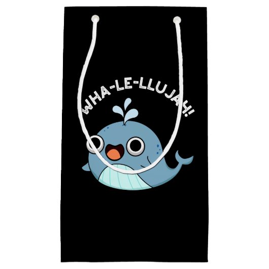 Petit Sac Cadeau Wha-le-llujah Funny Blue Whale Pun Dark BG (Devant)
