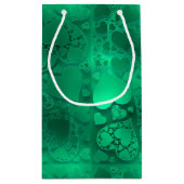 Petit Sac Cadeau Whimsical Green Graphic Heart Pattern Design (Dos)