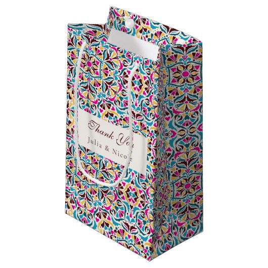 Petit Sac Cadeau Whimsical Luxury ivoire Floral Style Mariage front (Devant Angle)