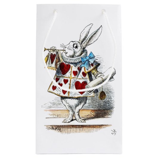 Petit Sac Cadeau White Rabbit Alice Wonderland Hearts (Dos)