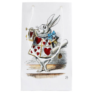 Petit Sac Cadeau White Rabbit Alice Wonderland Hearts