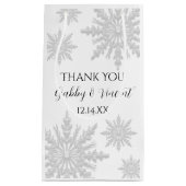 Petit Sac Cadeau White Winter Snowflakes Mariage Merci (Devant)
