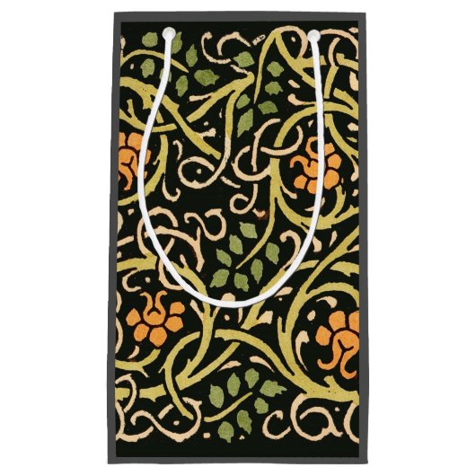 Petit Sac Cadeau William Morris Black Floral Art (Devant)