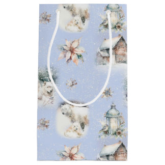 Petit Sac Cadeau Winter Forest Watercolor Pattern Gift Bag