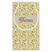 Petit Sac Cadeau Yellow Wildflowers Pattern Monogram Name (Dos)