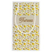 Petit Sac Cadeau Yellow Wildflowers Pattern Monogram Name (Devant)