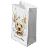 Petit Sac Cadeau Yorkie Dog Snowflakes Texte personnalisé Noël (Dos Angle)