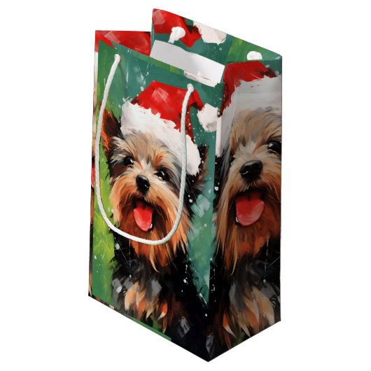 Petit Sac Cadeau Yorkshire Terrier peinture de Noël (Dos Angle)