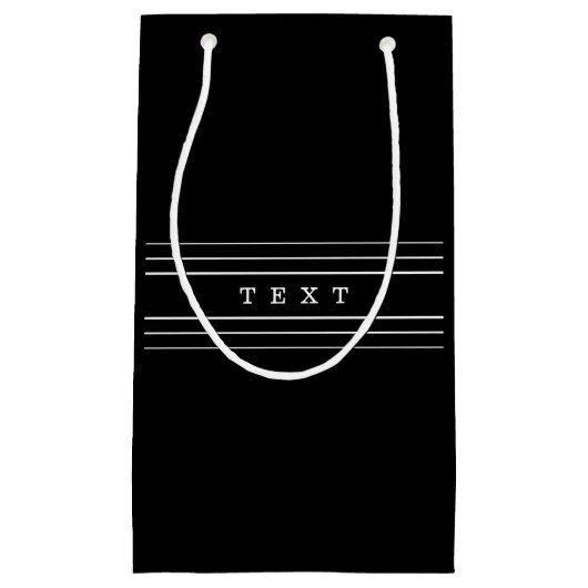 Petit Sac Cadeau Your Custom Text & Modern Stripes | Black & White (Devant)