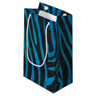 Petit Sac Cadeau Zebra Black et Blue Print