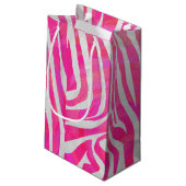 Petit Sac Cadeau Zebra Hot Pink et White Print (Dos Angle)