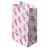 Petit Sac Cadeau Zebra Hot rose et blanc Silhouette (Devant Angle)