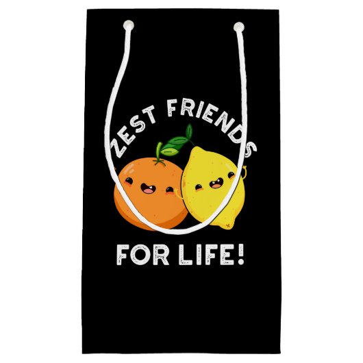 Petit Sac Cadeau Zest Friends for Life Funny Citrus Pun Dark BG (Devant)