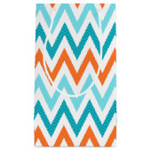 Petit Sac Cadeau ZigZag Chevron Orange Aqua Motif bleu moderne (Devant)