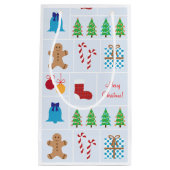 Petit sac de cadeau de motif bleu-clair de Noël (Devant)