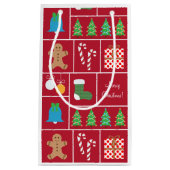 Petit sac de cadeau de motif rouge de Noël (Devant)