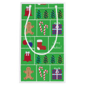 Petit sac de cadeau de motif vert de Noël (Devant)