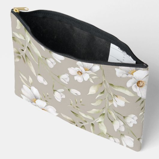 Petit sac de cosmétiques à impression de magnolia (Ouvrir)