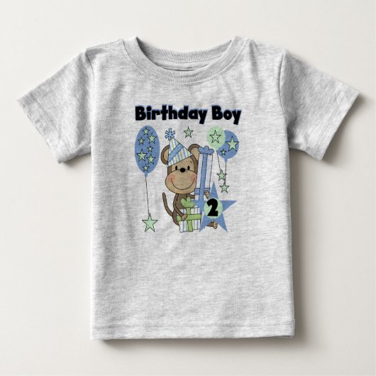 Petit Singe Avec Cadeaux T-shirts 2e Anniversaire (Devant)