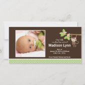 Petit singe bébé fille Faire-part photo (Devant)