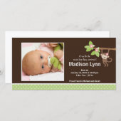 Petit singe bébé fille Faire-part photo (Devant / Derrière)