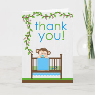 Petit singe dans un Carte de remerciements bébé