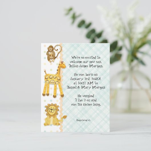 Petit Singe, Petit Bébé Faire-part de naissance 3 (Debout devant)