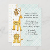 Petit Singe, Petit Bébé Faire-part de naissance 3 (Devant / Derrière)