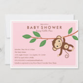 Petit Singe - Rose | Invitation baby shower (Devant)