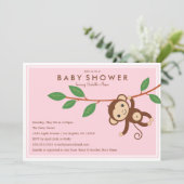 Petit Singe - Rose | Invitation baby shower (Debout devant)