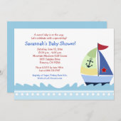 Petit Skipper Voilier 5x7 Baby shower Invitation (Devant / Derrière)