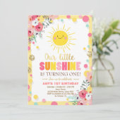 Petit soleil Invitation Anniversaire Pink Floral (Debout devant)