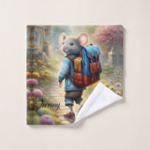 Petit souris en route pour l'école, (Gant de toilette)