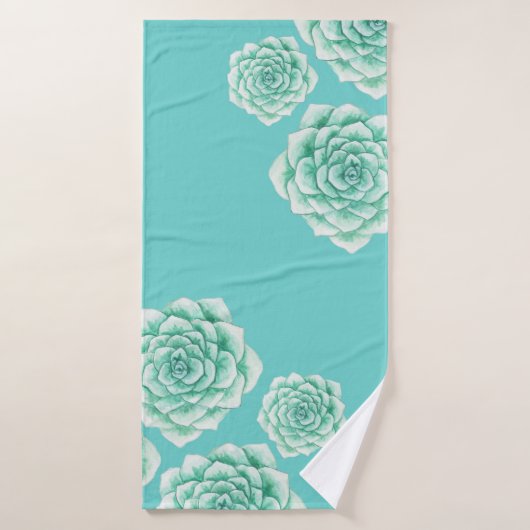 Petit Succulent Lumière Art Turquoise (Serviette de bain)