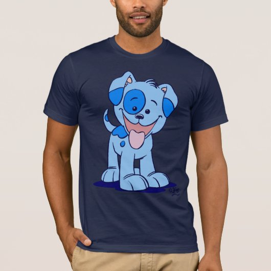 Petit T-shirt bleu de chiot (Devant)