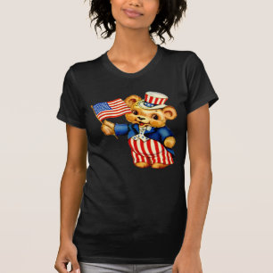 Petit T-shirt de dames patriotes vintages d'ours