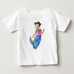 Petit T-shirt noir d'enfant en bas âge de sirène