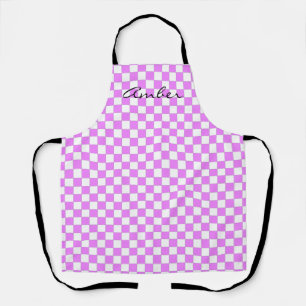 Petit tablier personnalisé à motif à carreaux rose