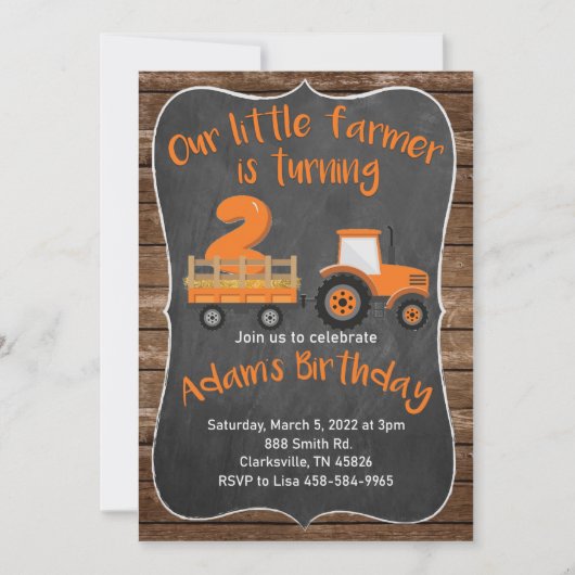 Petit tracteur agricole Invitations d'anniversaire (Devant)