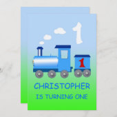 Petit train 1ère invitation fête d'anniversaire (Devant / Derrière)