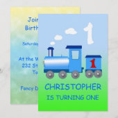 Petit train 1ère invitation fête d'anniversaire (Devant / Derrière)
