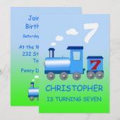 Petit train 7e anniversaire invitation (Devant / Derrière)