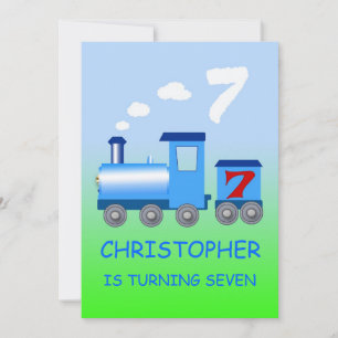 Petit train 7e anniversaire invitation