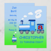 Petit train 8 anniversaire invitation (Devant / Derrière)