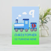 Petit train 9 anniversaire invitation (Debout devant)